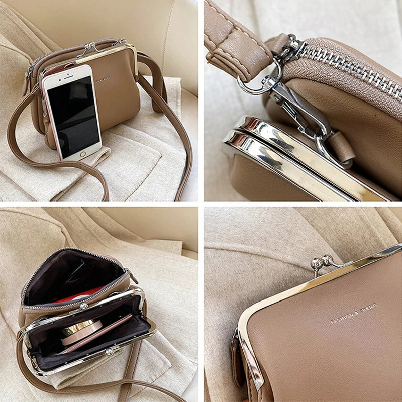Casual Clip Bag PU Leather Lady Shoulder Crossbody Bag