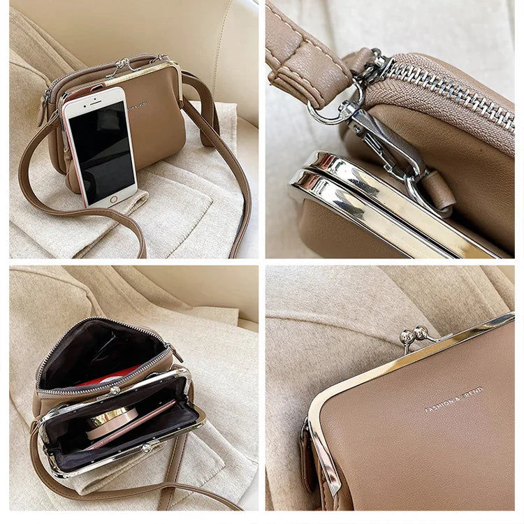 Casual Clip Bag Women Messenger Bag PU Leather Lady Shoulder Crossbody Bag