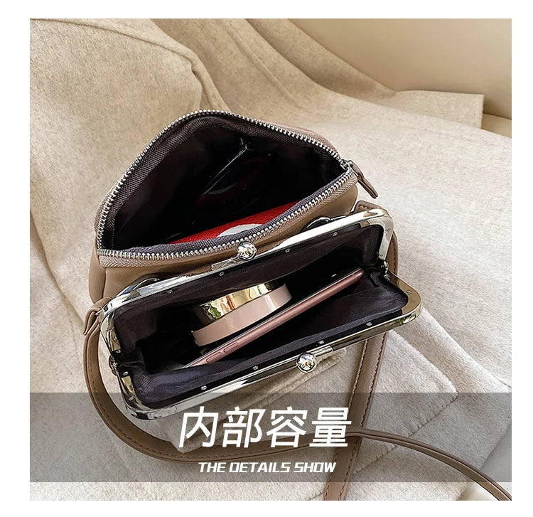 Casual Clip Bag Women Messenger Bag PU Leather Lady Shoulder Crossbody Bag