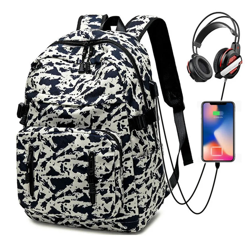 Casual College Laptop Backpack USB Charging Backpack Men Travel Backpack