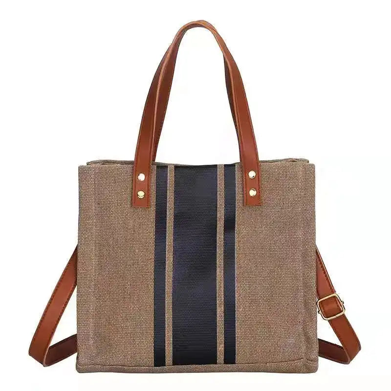 Casual Stripe Shoulder Bag Women Canvas Crossbody Travel Bags