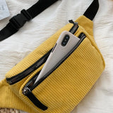 Casual Corduroy Women's Chest Bag Zipper Messenger Waist Bag