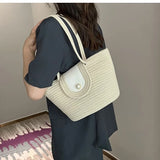 Casual Cotton Rope Woven Shoulder Bags for Women Large Capacity Braid Totes