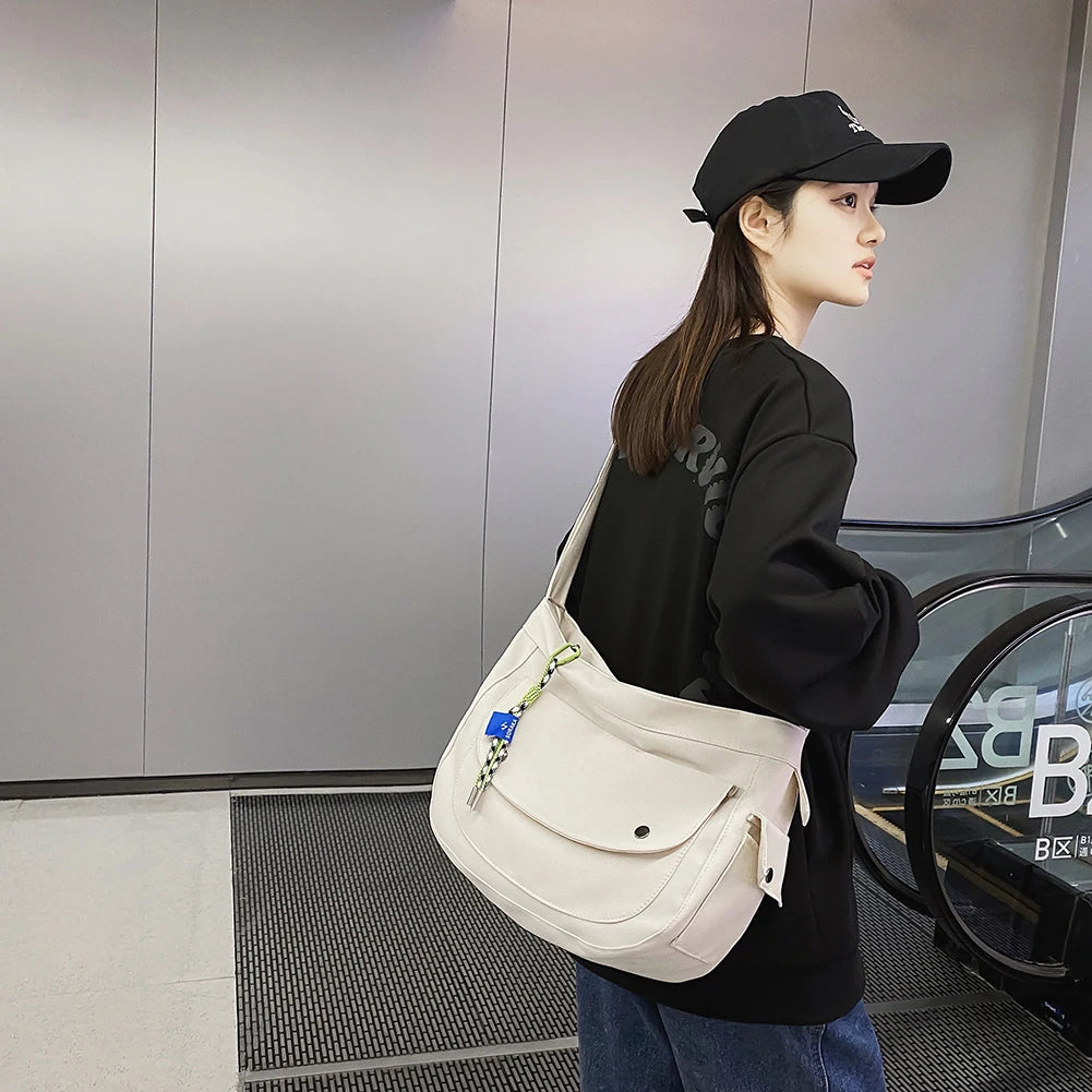 Casual Couple Phone Pouch Women Men School Shoulder Bag Large Capacity