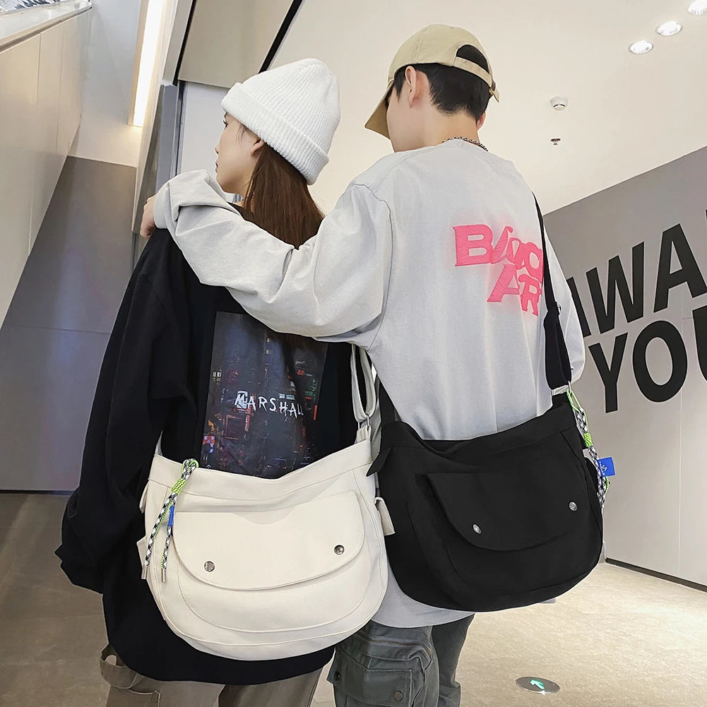 Casual Couple Phone Pouch Women Men School Shoulder Bag Large Capacity