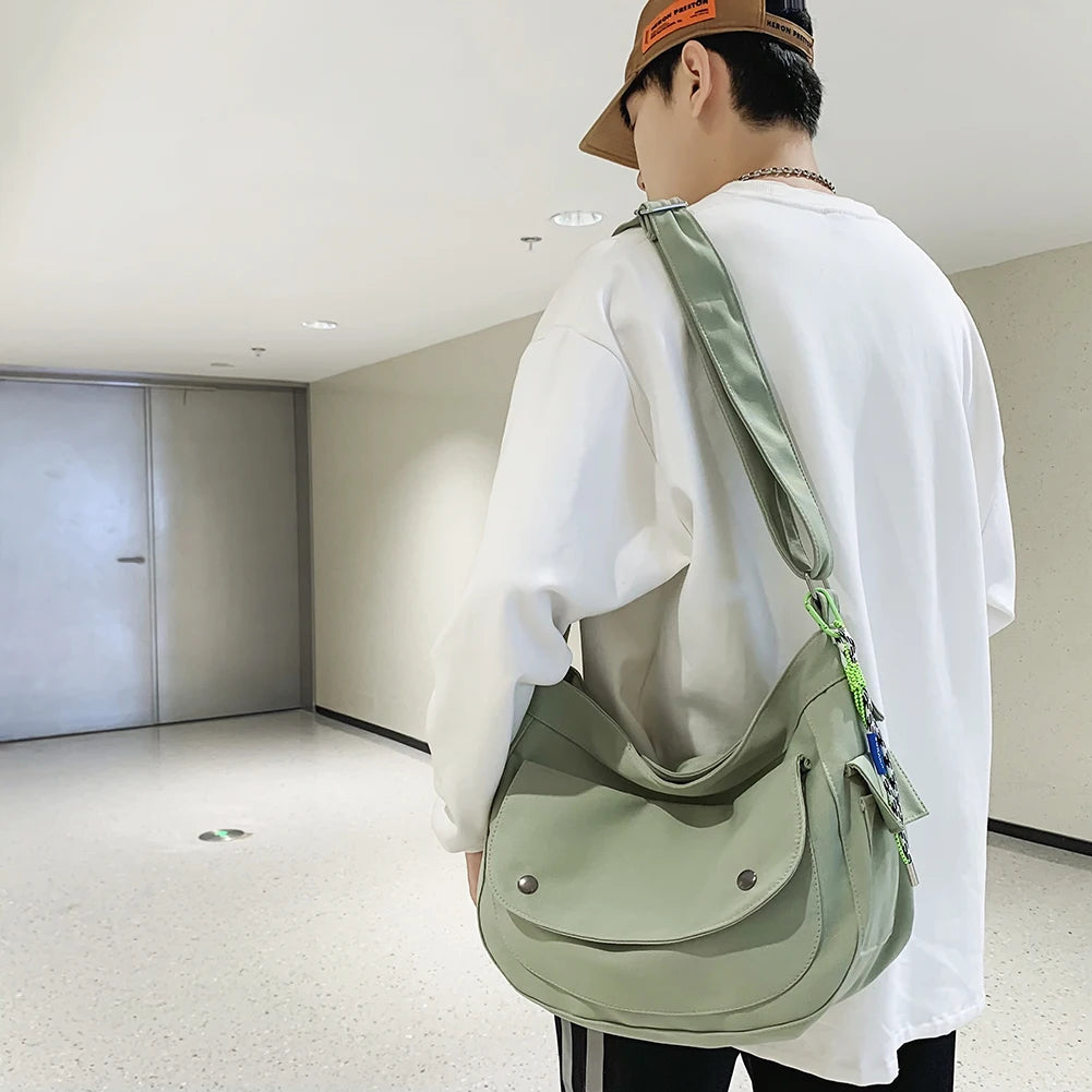 Casual Couple School Bag Nylon Shoulder Messenger Bag Large Capacity