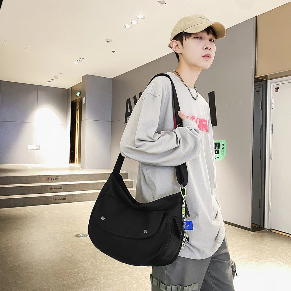 Casual Couple School Bag Nylon Shoulder Messenger Bag Large Capacity