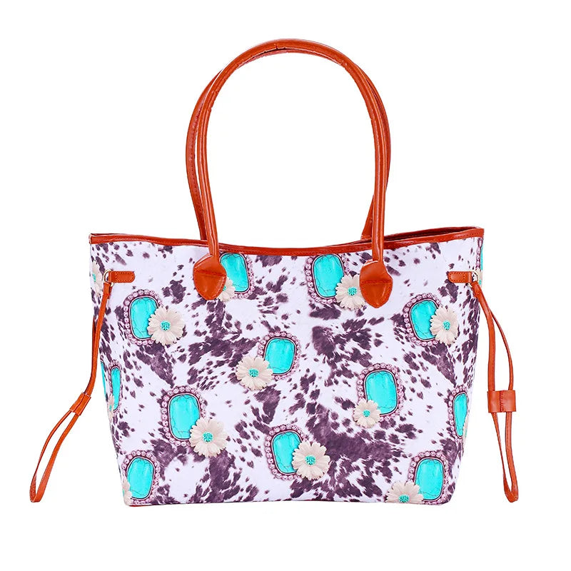 Casual Cow Pattern Large Tote Women Shoulder Bags Handbags Pu Leather