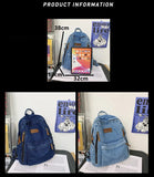 Casual Cowboy Women Backpack Large Capacity Denim Schoolbag for Teenage Girls