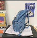 Casual Cowboy Women Backpack Large Capacity Denim Schoolbag for Teenage Girls