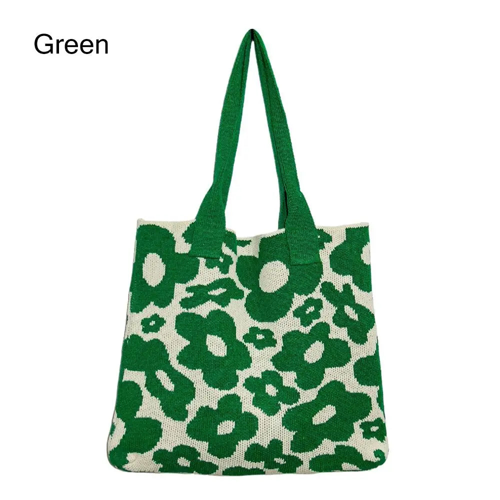 Casual Crochet Bags Satchel Bag Flowers Shoulder Bags Knitted Women's Handbags