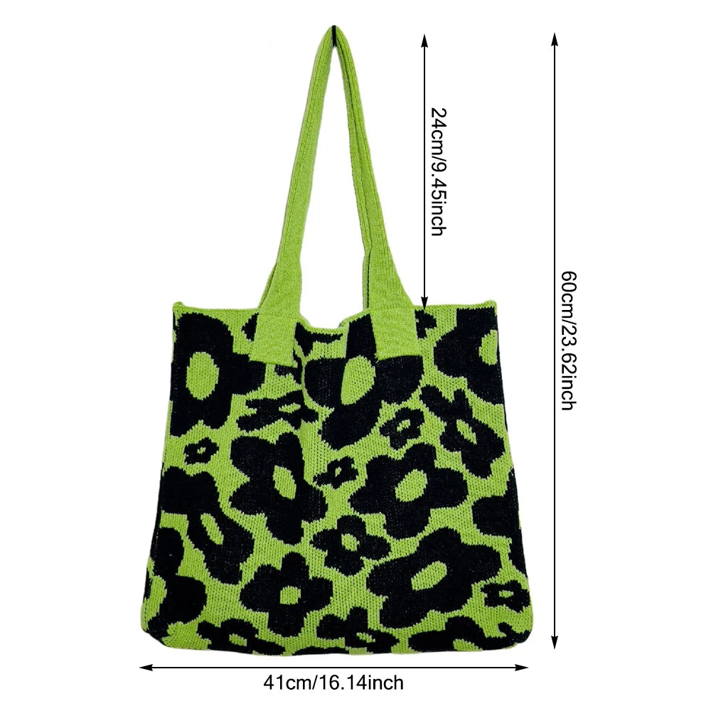 Casual Crochet Bags Satchel Bag Flowers Shoulder Bags Knitted Women's Handbags