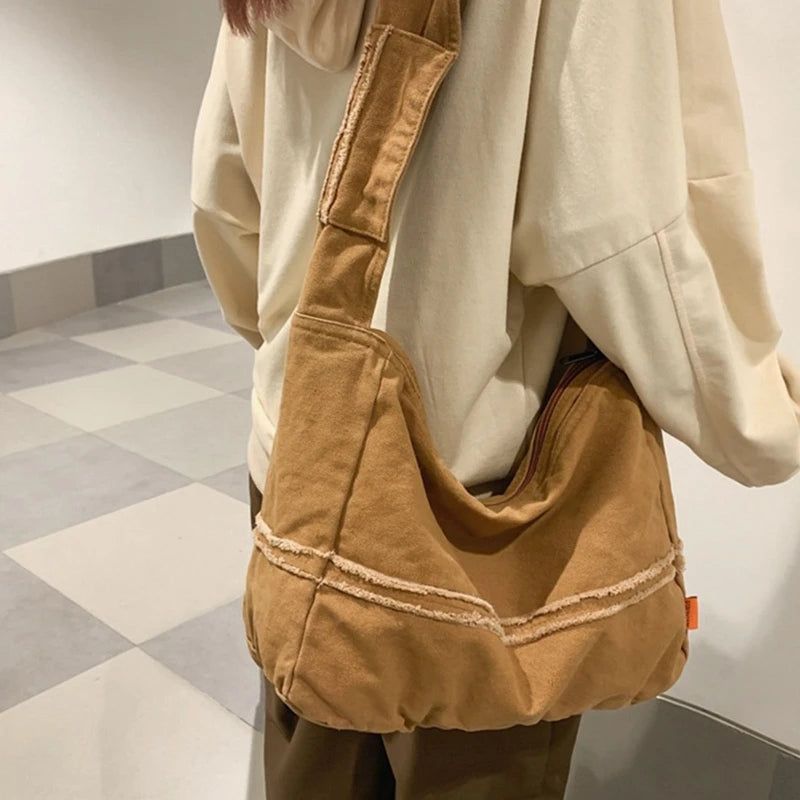 Casual Canvas Crossbody Bag Large Capacity Shoulder Bag Unisex