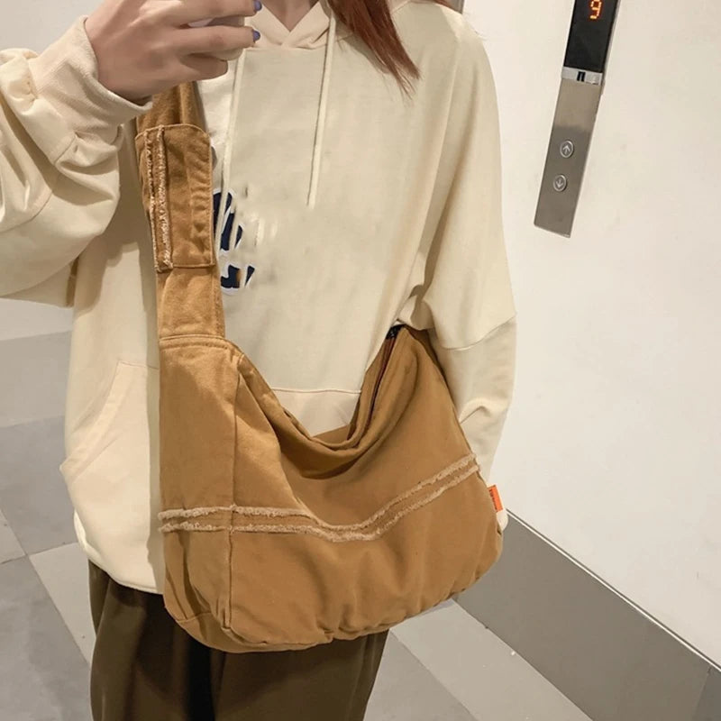 Casual Canvas Crossbody Bag Large Capacity Shoulder Bag Unisex