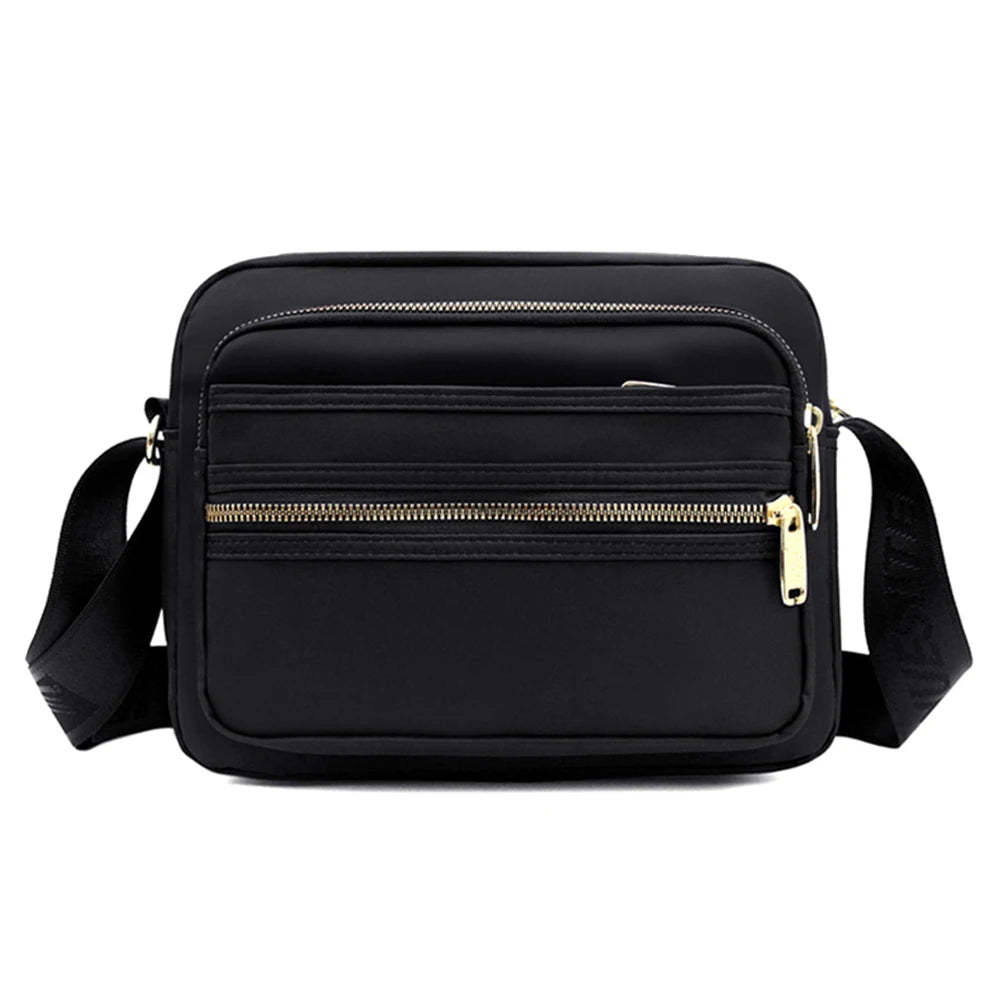 Casual Crossbody Bag Waterproof Nylon Handbag Zipper Pocket Adjustable Strap