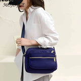 Casual Crossbody Bag Waterproof Nylon Handbag Zipper Pocket Adjustable Strap