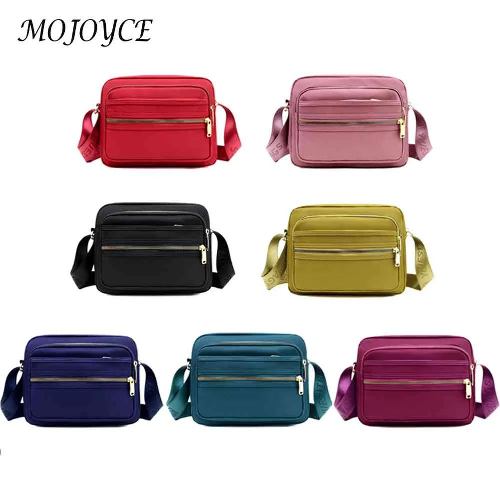 Casual Crossbody Bag Waterproof Nylon Handbag Zipper Pocket Adjustable Strap