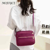 Casual Crossbody Bag Waterproof Nylon Handbag Zipper Pocket Adjustable Strap