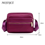 Casual Crossbody Bag Waterproof Nylon Handbag Zipper Pocket Adjustable Strap