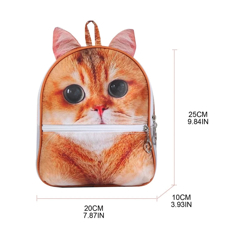 3D Animal Print Backpack Rucksack Shoulder Bag All-match Schoolbag Gift
