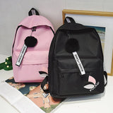 Casual Daypack Backpack Pompom Canvas Bookbag Anti-theft Stylish