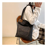 Casual Denim Shoulder Tote Bags For Women Large Capacity Transparent Waterproof