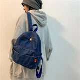 Casual Denim Women Backpack Large Capacity School Bag