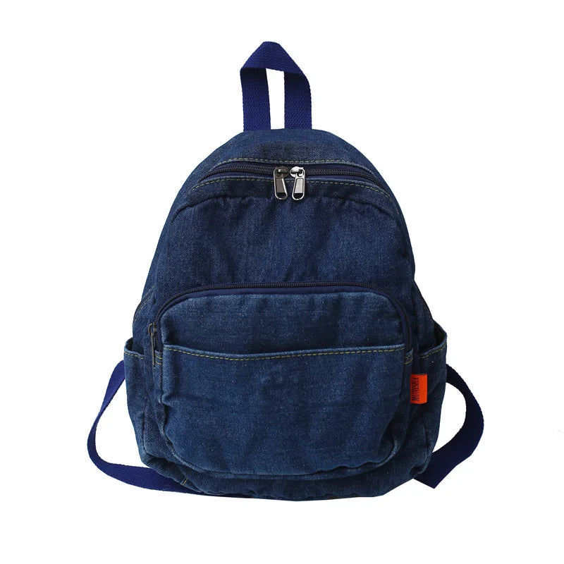 Casual Denim Small Backpack for Women Girls Schoolbag