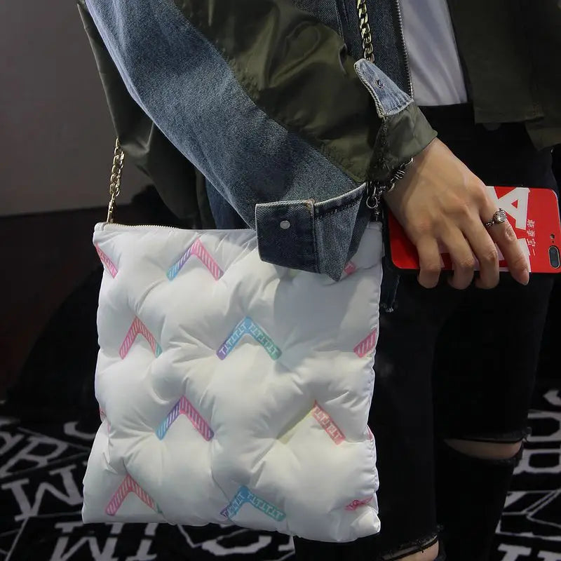 Casual Down Cotton Pillow Shoulder Bag Large Capacity Tote Female Big Purses