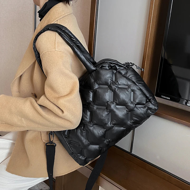 Casual Down Cotton Women Shoulder Bags Nylon Space Pad Cotton Handbags