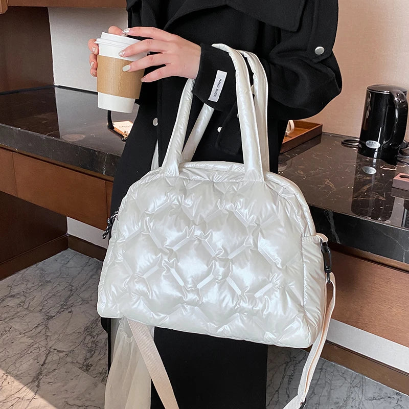 Casual Down Cotton Women Shoulder Bags Nylon Space Pad Cotton Handbags