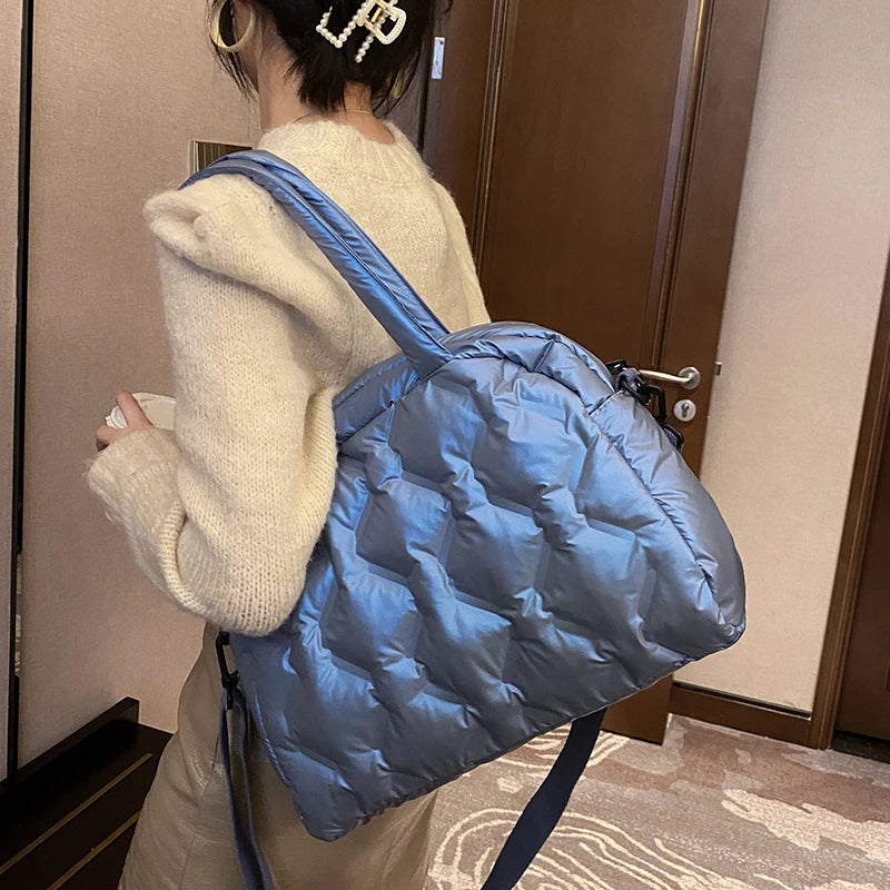 Casual Down Cotton Women Shoulder Bags Nylon Space Pad Cotton Handbags