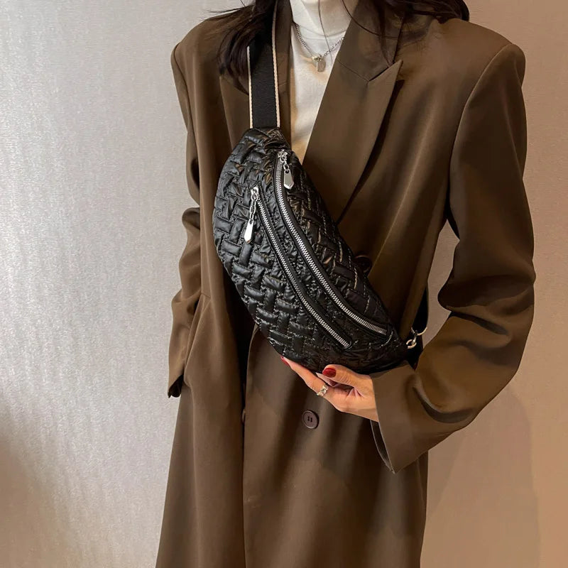 Casual Down Nylon Waist Bag Fanny Pack Female Belt Bag