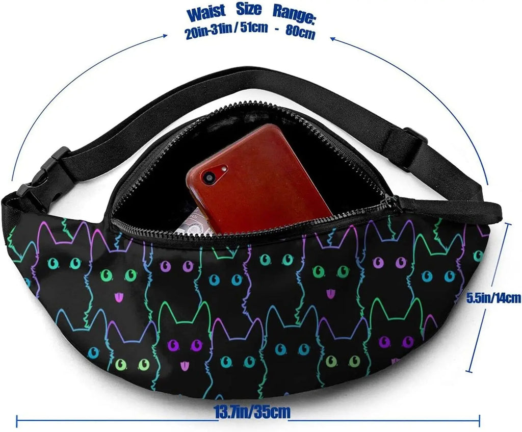 Casual Fanny Pack Cat Silhouettes Waist Bag for Travel Sports Running
