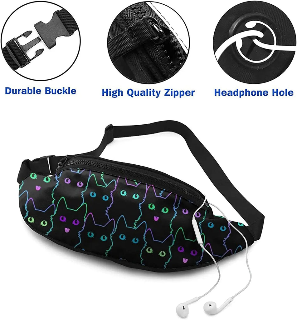 Casual Fanny Pack Cat Silhouettes Waist Bag for Travel Sports Running