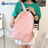 Casual Floral Print Backpack Large Capacity Nylon School Bags College Schoolbag