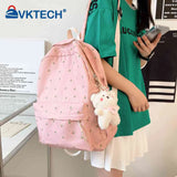 Casual Floral Print Backpack Large Capacity Nylon School Bags College Schoolbag