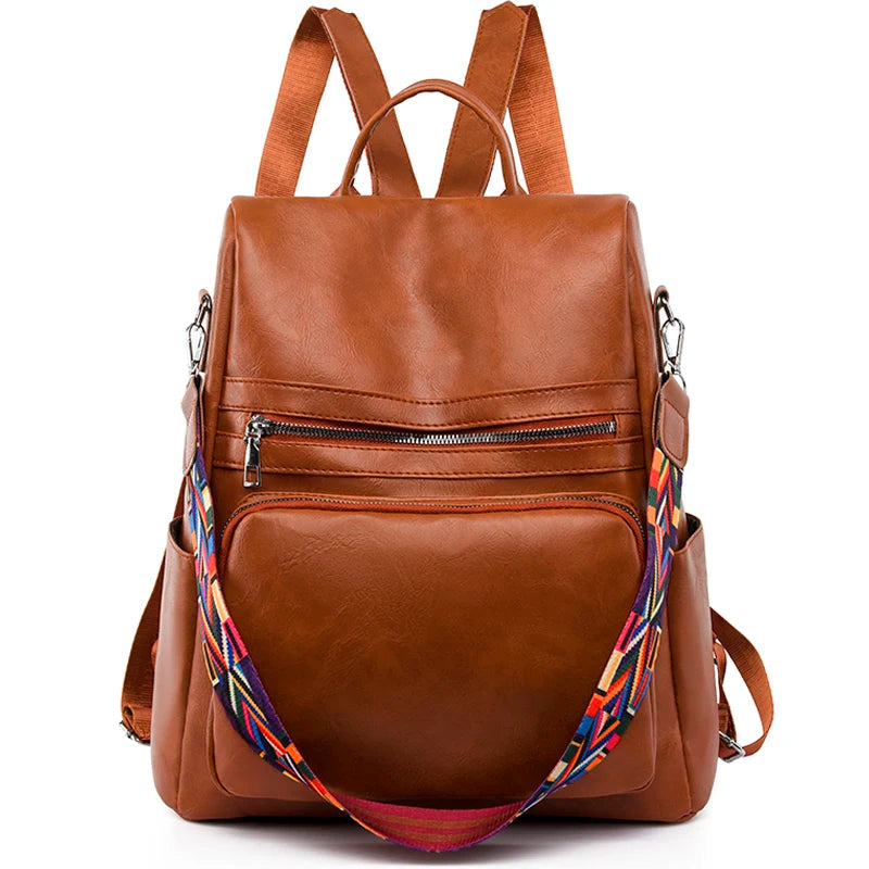 Casual Multifunctional Backpack Removable Shoulder Strap High PU Fabric