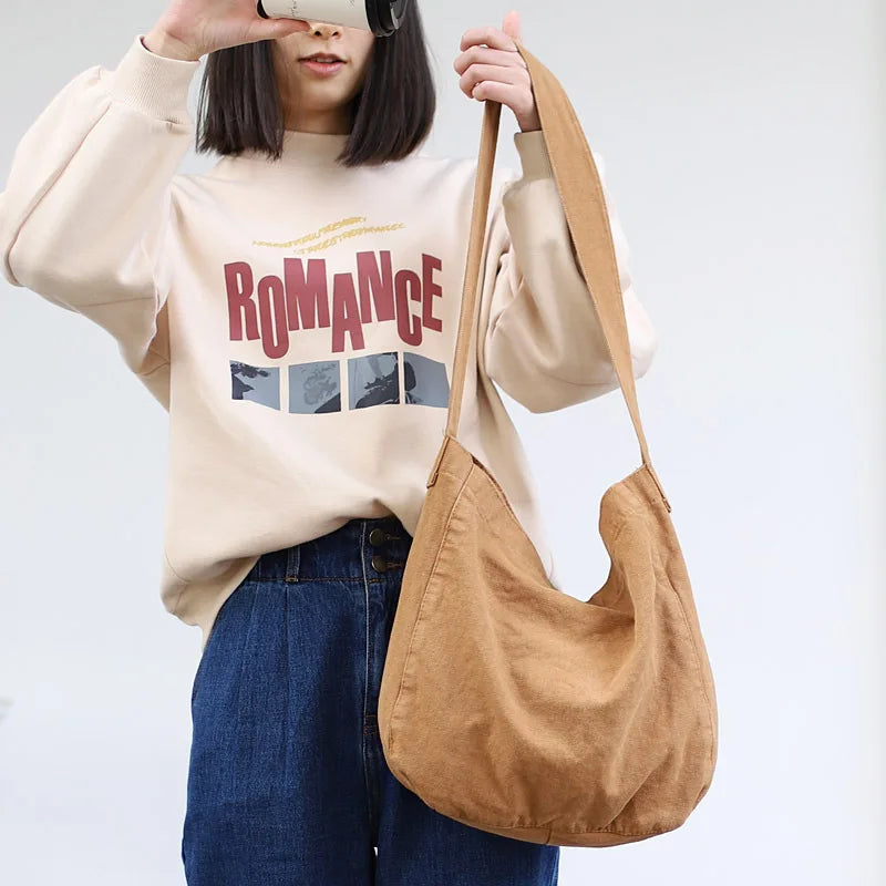 Casual Retro Washed Canvas Women Messenger Bag Student Shoulder