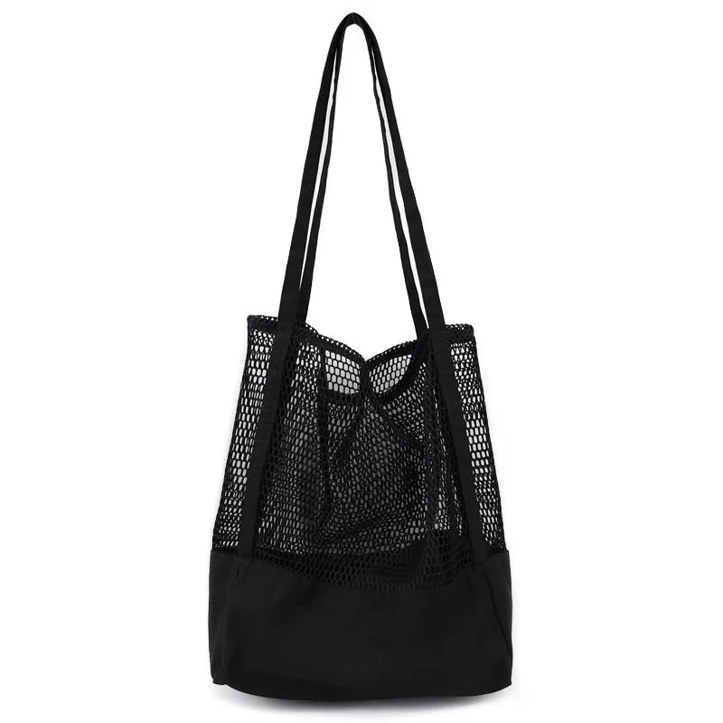 Casual Hollow Out Canvas Shoulder Bag Large Capacity Handbag