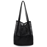 Casual Hollow Out Canvas Shoulder Bag Large Capacity Handbag