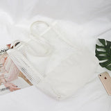 Casual Hollow Out Canvas Shoulder Bag Large Capacity Handbag