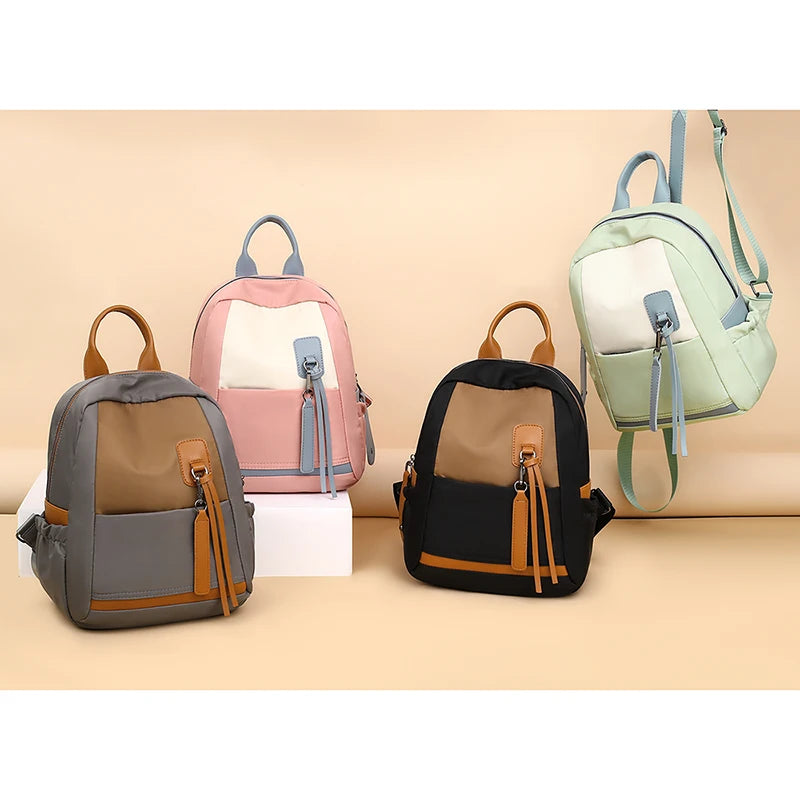 Casual Patchwork Backpack Small Oxford Bags for Women