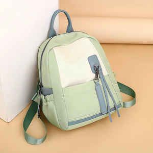 Casual Patchwork Backpack for Teenage Girls Zipper Women Bag