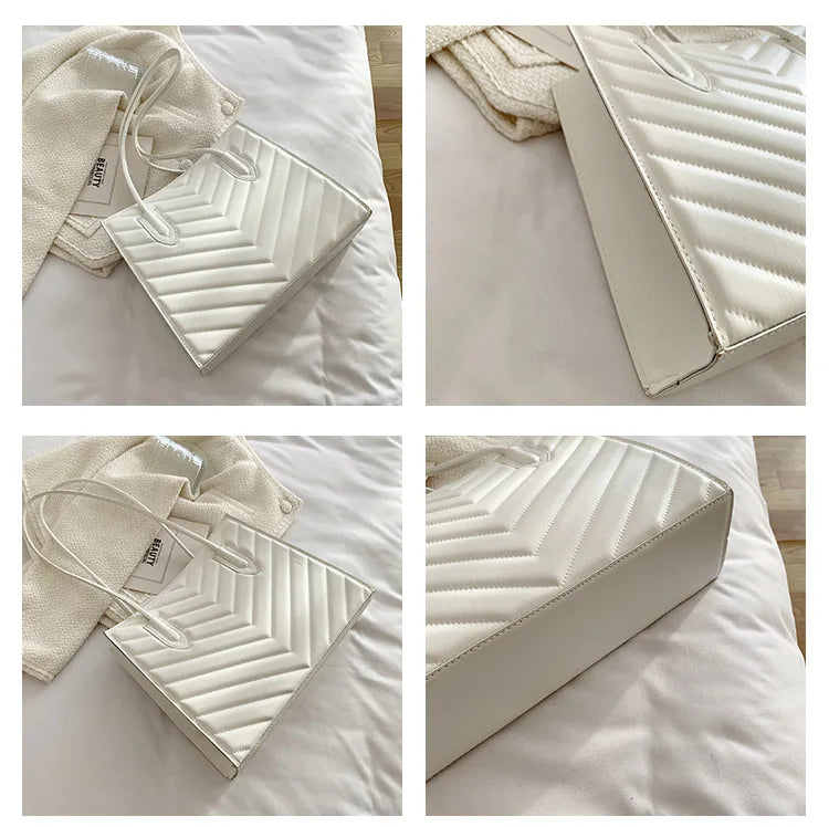 Casual Female Shoulder Bags Square Handbags Stripe Large Capacity Tote Bags