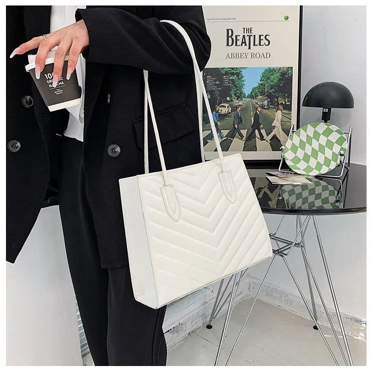 Casual Female Shoulder Bags Square Handbags Stripe Large Capacity Tote Bags