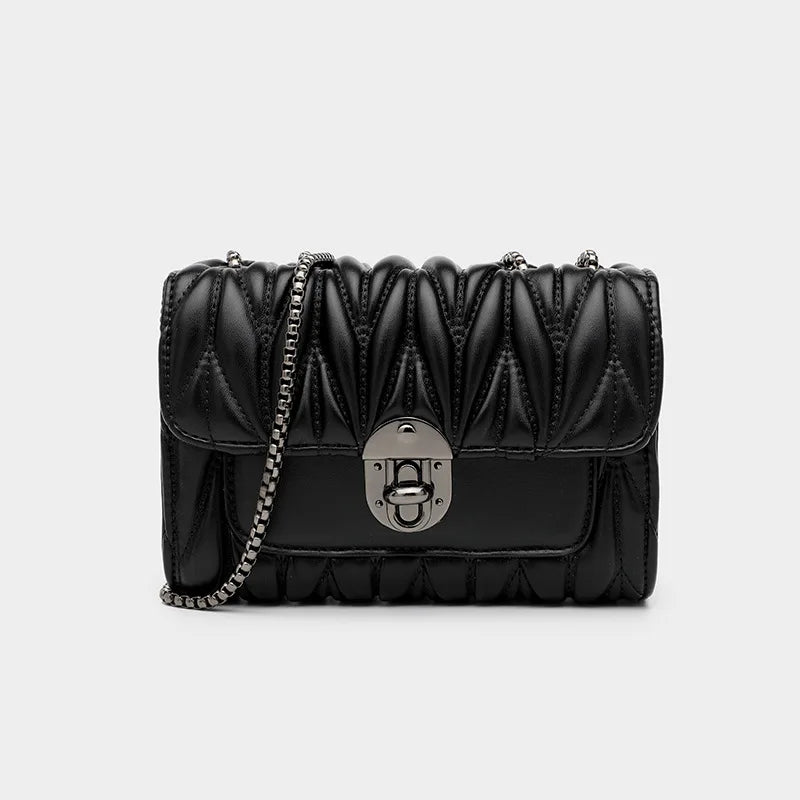 Casual Leather Chain Crossbody Bag for Women Shoulder Messenger Clutch