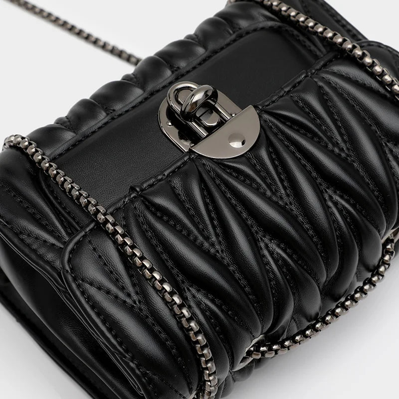 Casual Leather Chain Crossbody Bag for Women Shoulder Messenger Clutch
