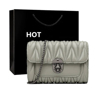 Casual Leather Chain Crossbody Bag for Women Shoulder Messenger Clutch