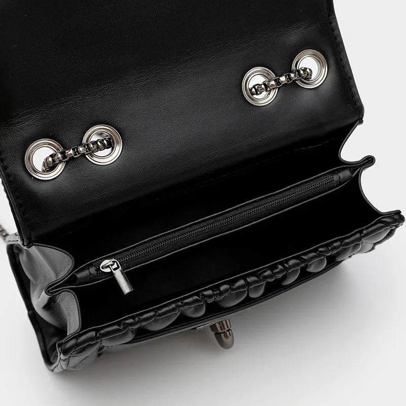 Casual Leather Chain Crossbody Bag for Women Shoulder Messenger Clutch